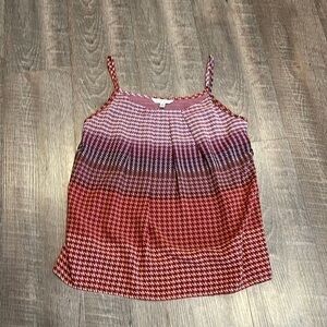 CAbi Red and Purple Patterned Silk Tank Top